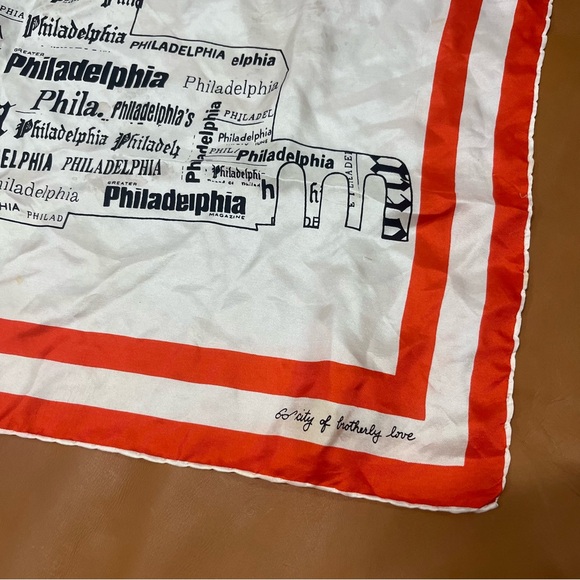 Vtg Philadelphia Silk Scarf with Red Border Made in Italy - Picture 2 of 9